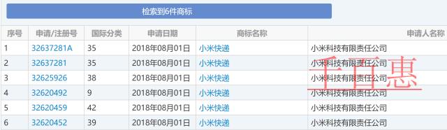 小米快遞：商標注冊已核準，或將進軍快遞行業？